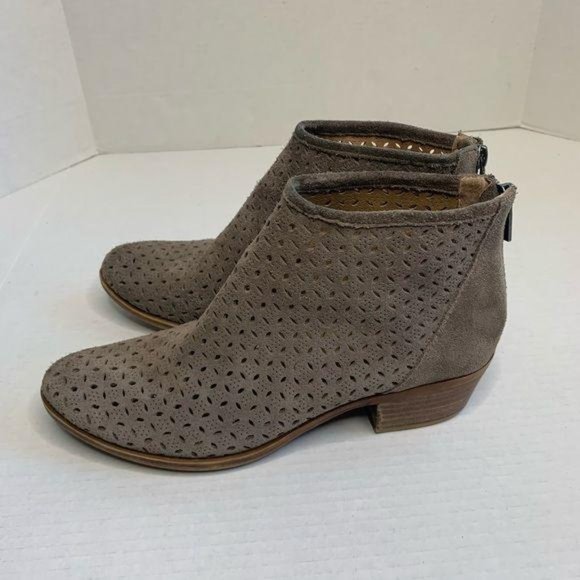 Lucky Brand Bergyn Taupe Suede Perforated Booties - Picture 8 of 14